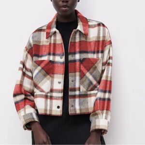 Zara Red and Brown Plaid Jacket